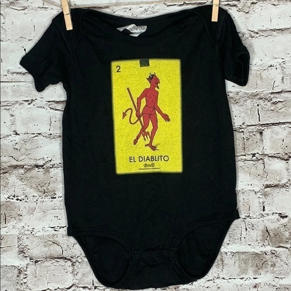 El Diablito the devil black 24 month onesie